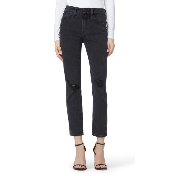 NEW Joe's Women's Lara Cigarette Ankle Jeans Mid Rise Roulette Distressed Blk 25 - Picture 1 of 9